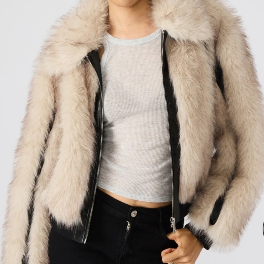 Faux Fur & Faux Leather Jacket